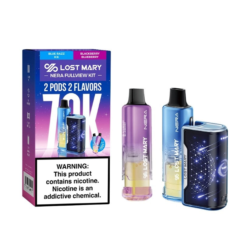 Blue Razz Ice & Blackberry Bluberry Lost Mary Nera Fullview 70K Kit
