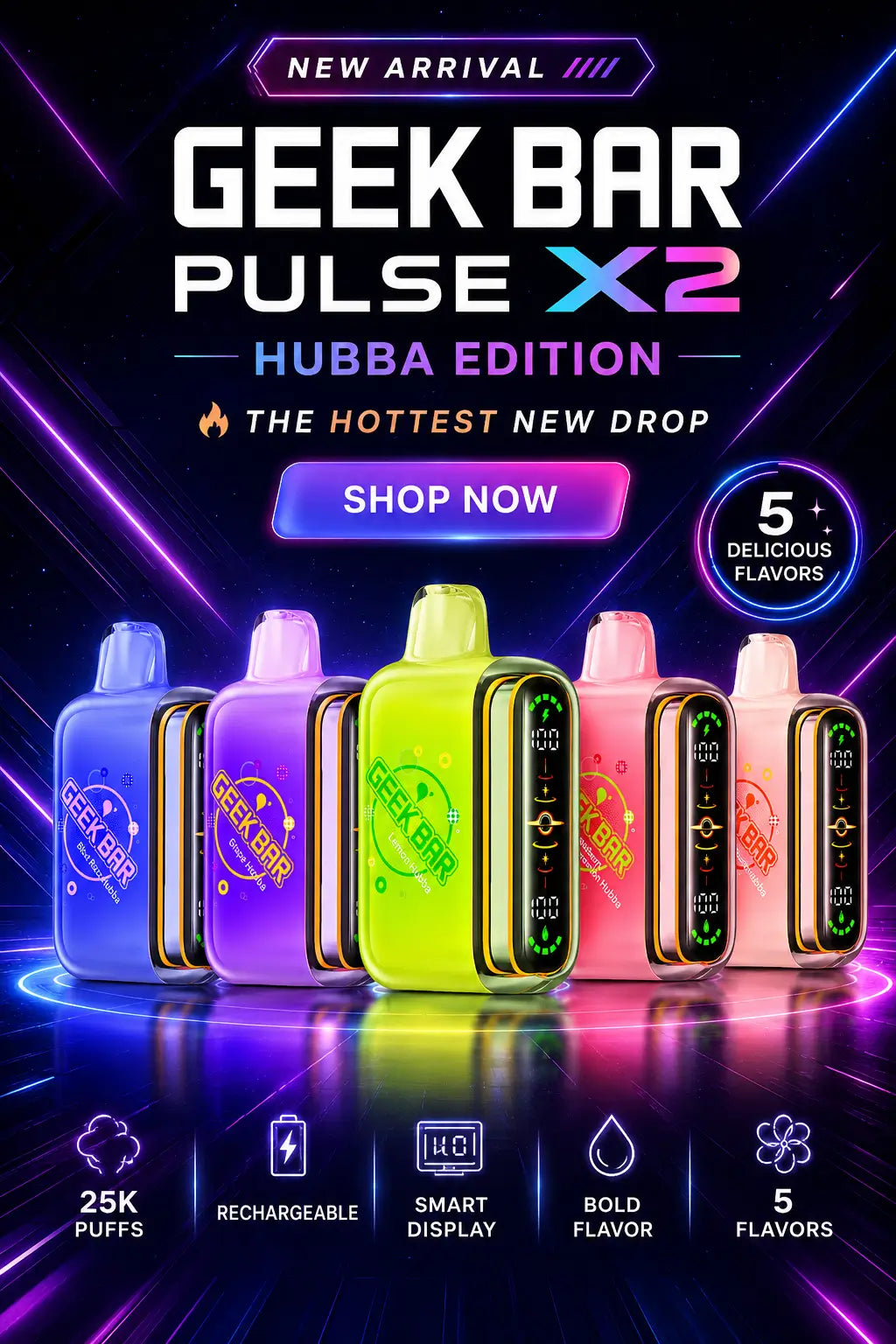New Arrival Geek Bar Pulse X 2 Hubba Edition 