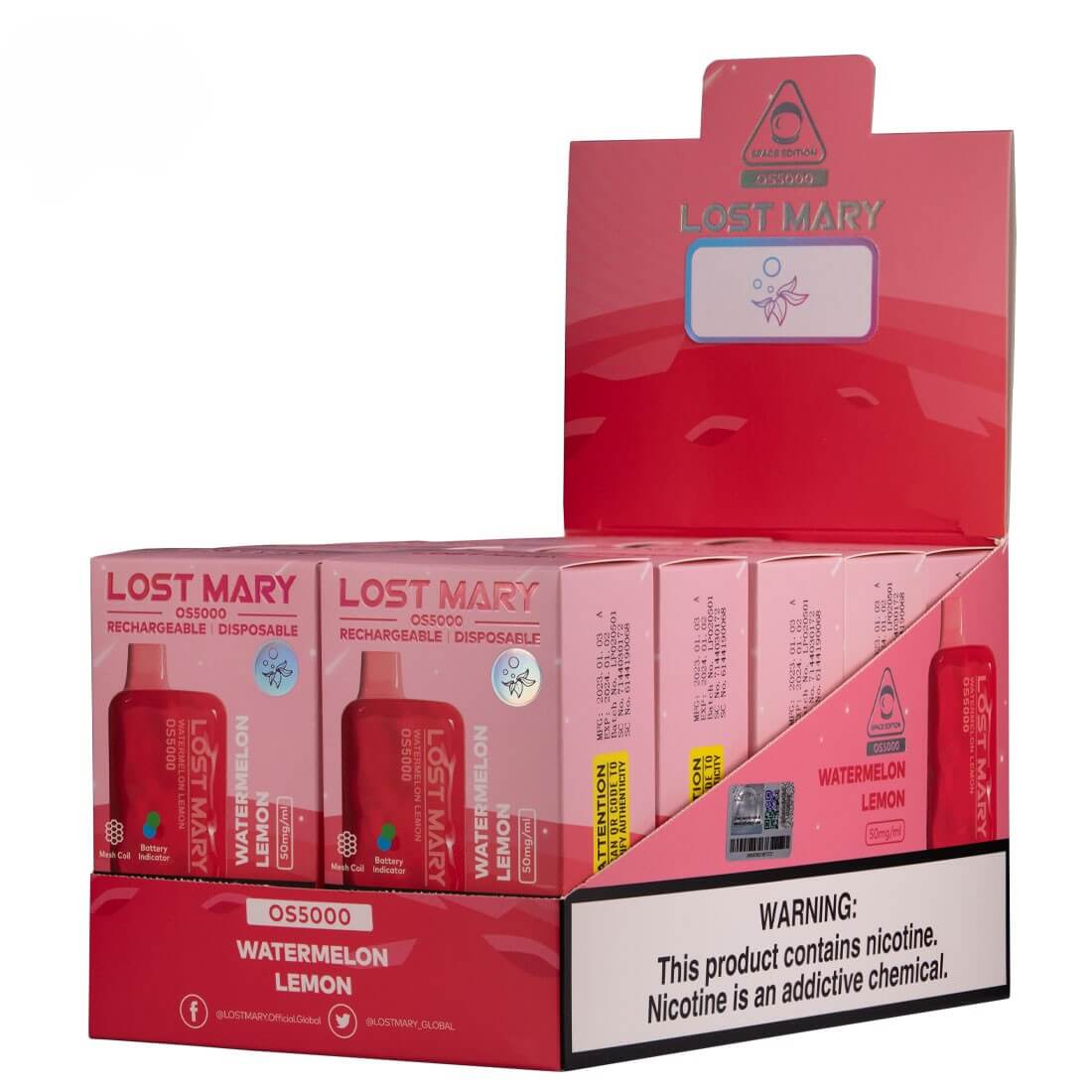 Lost Mary OS5000 Vape Zero Nicotine watermelon 10 pack